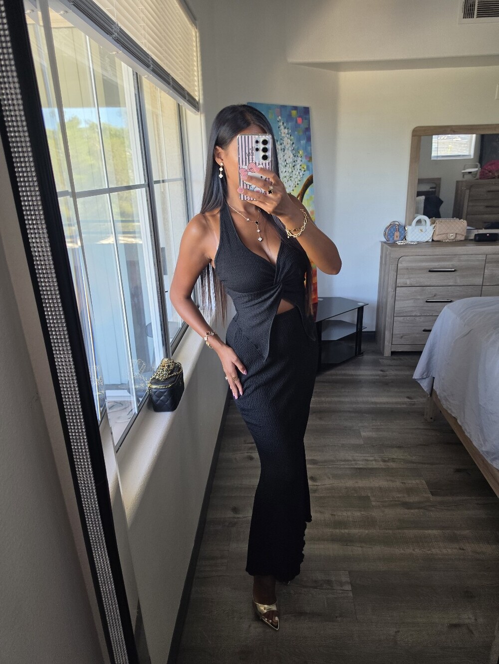 Chic Black Halter Cutout Maxi Dress - Picture 4 of 16